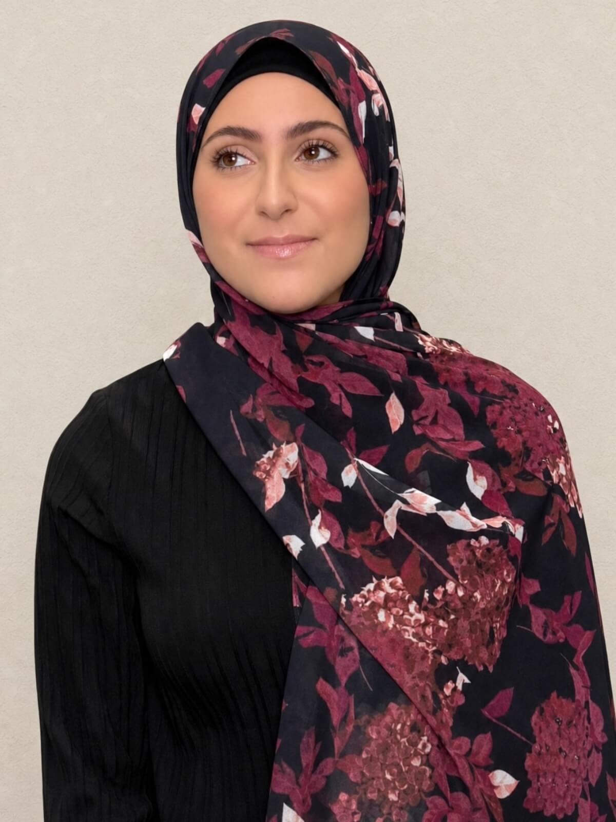 Modish Girl Printed Chiffon Hijab-Wild Orchid