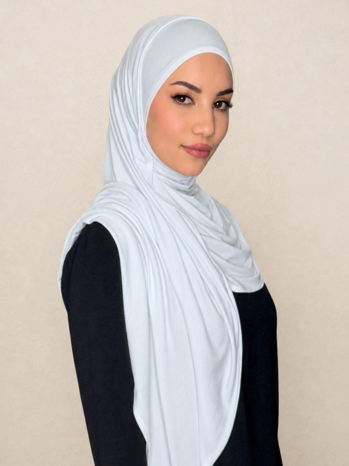 Pre-Sewn Jersey Hijab-White