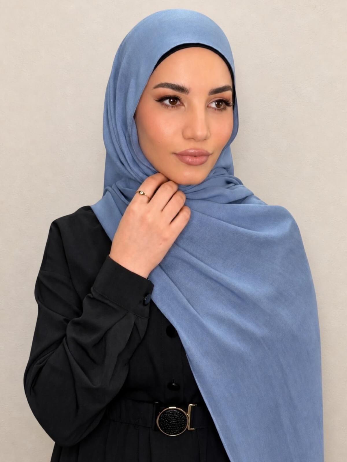 Cotton Modal Hijab-Steel Blue