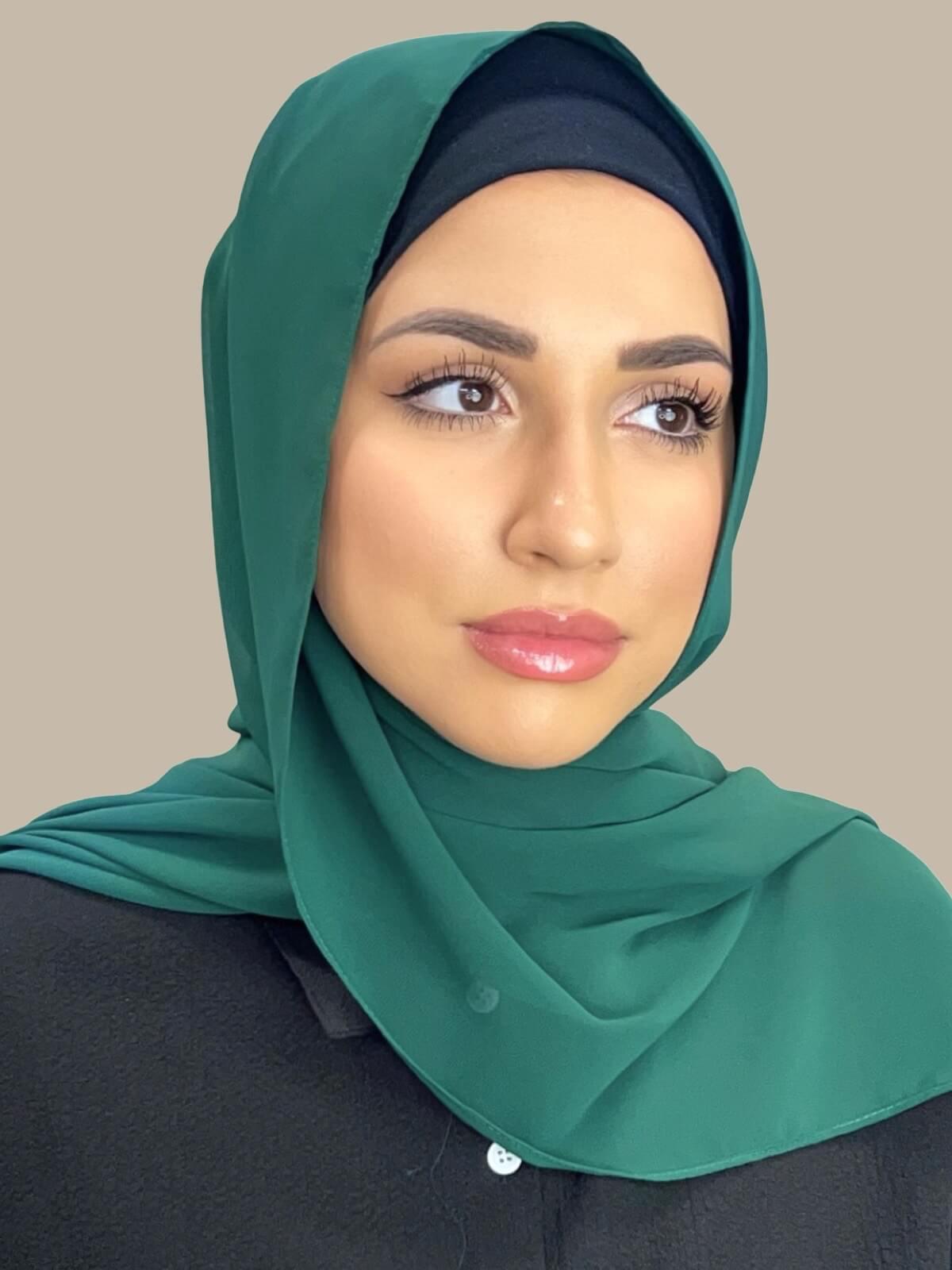 Luxury Chiffon Hijab-Forrest Green