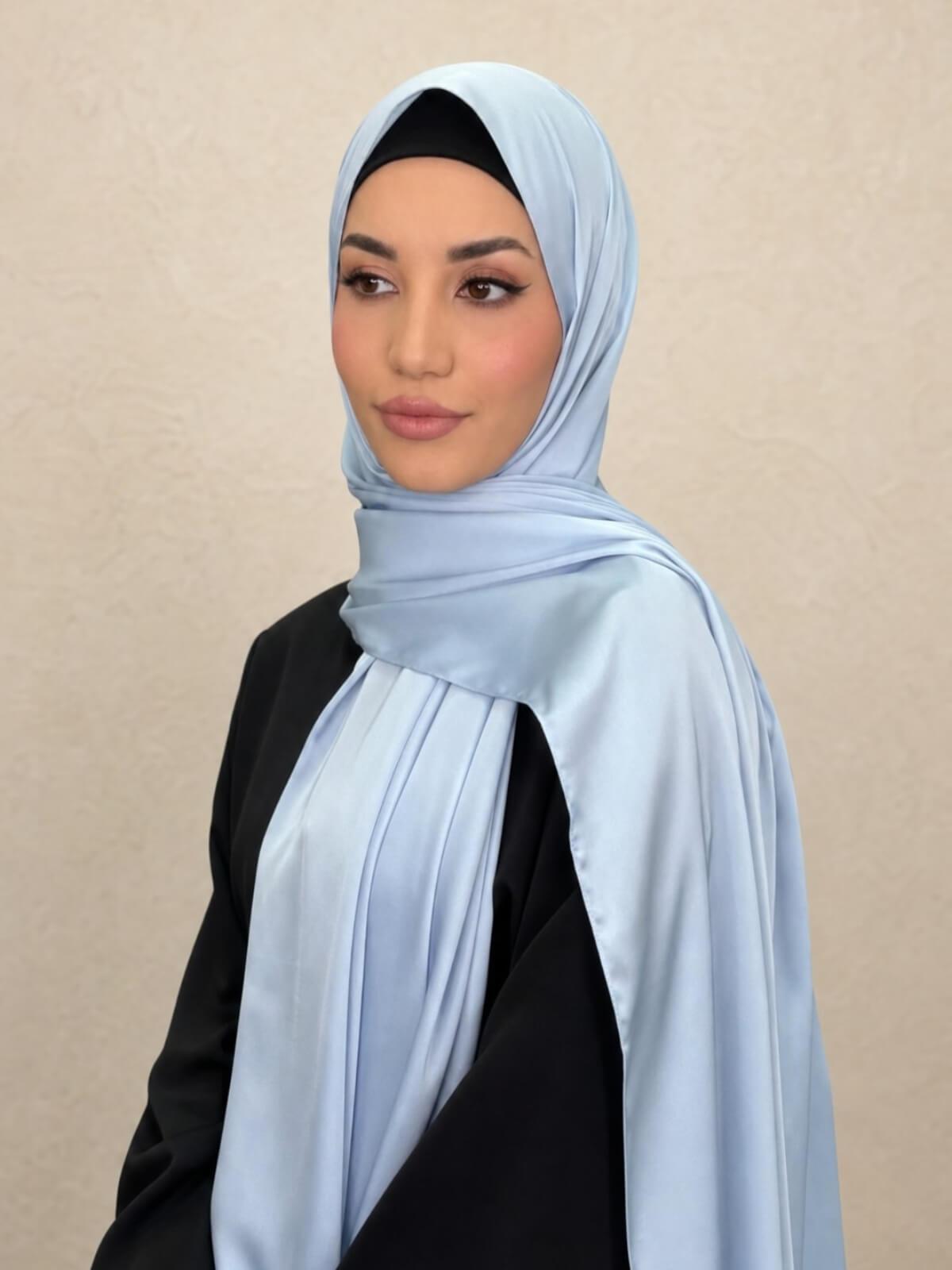 Premium Satin Hijab-Powder Blue