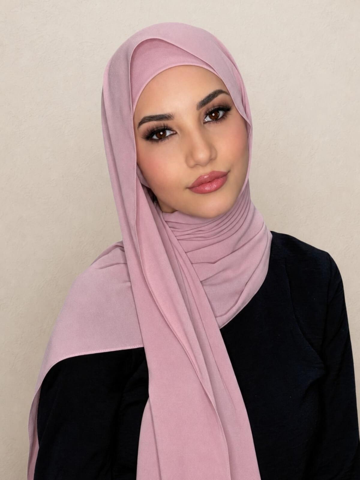 Matching Chiffon Hijab Set-Blush Rose
