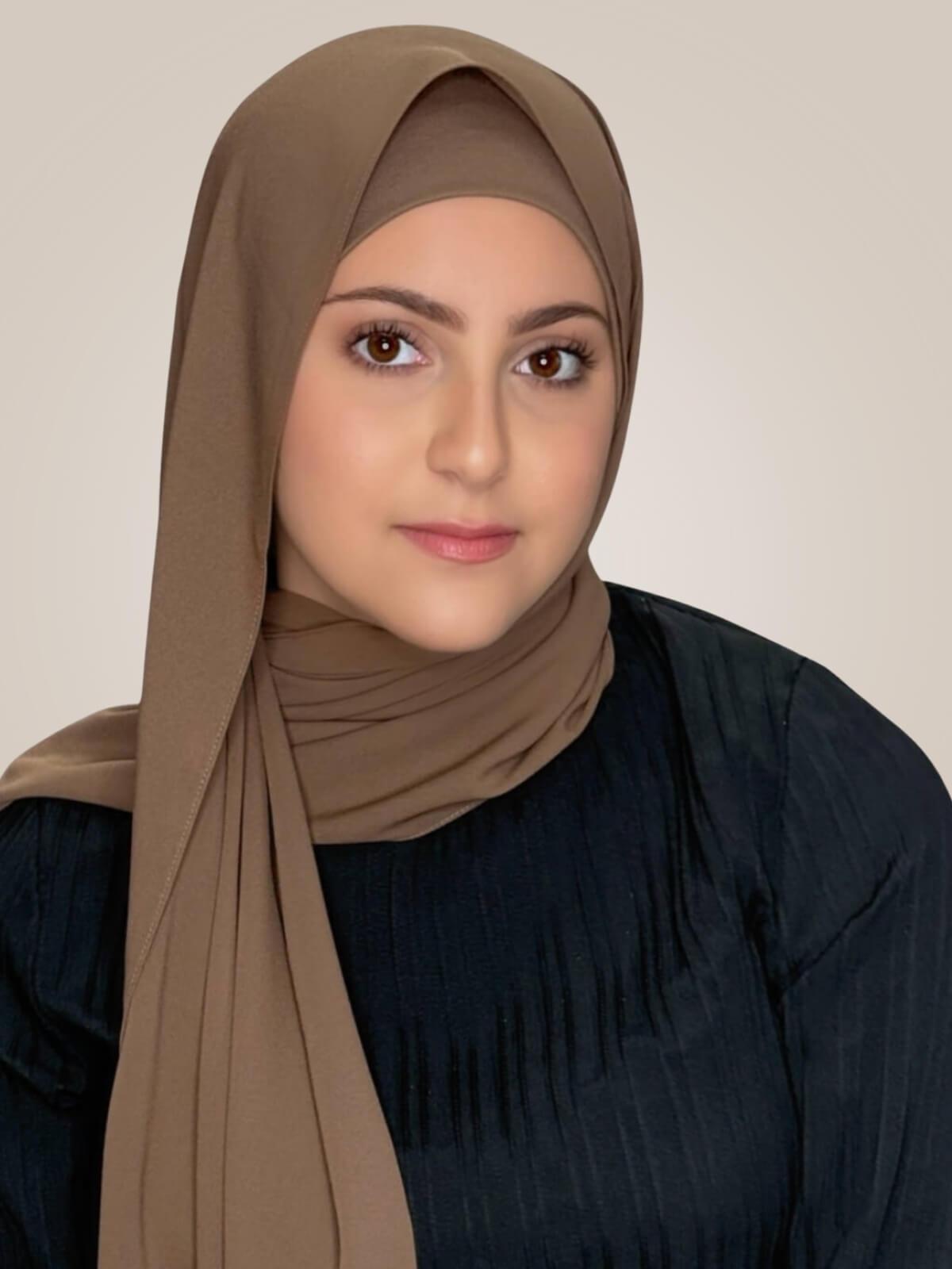 Modish Girl Matching Chiffon Hijab Set-Walnut Brown