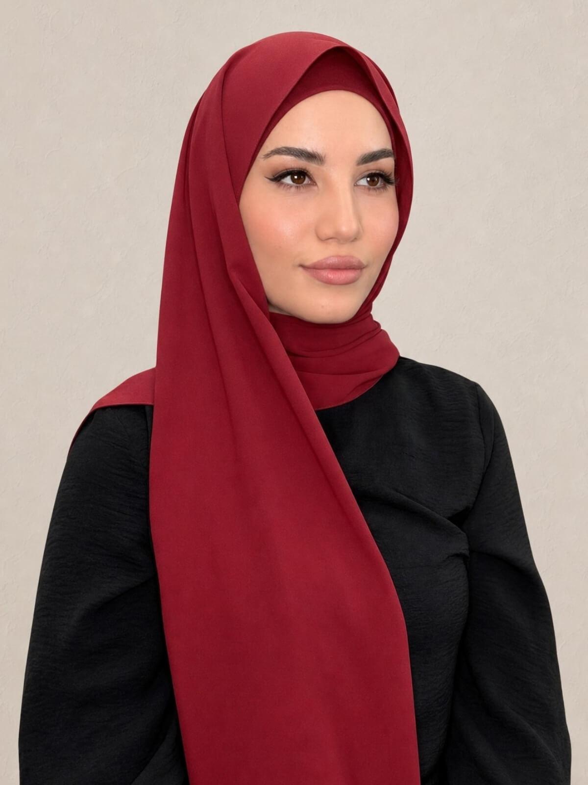 Matching Chiffon Hijab Set-Mahogany