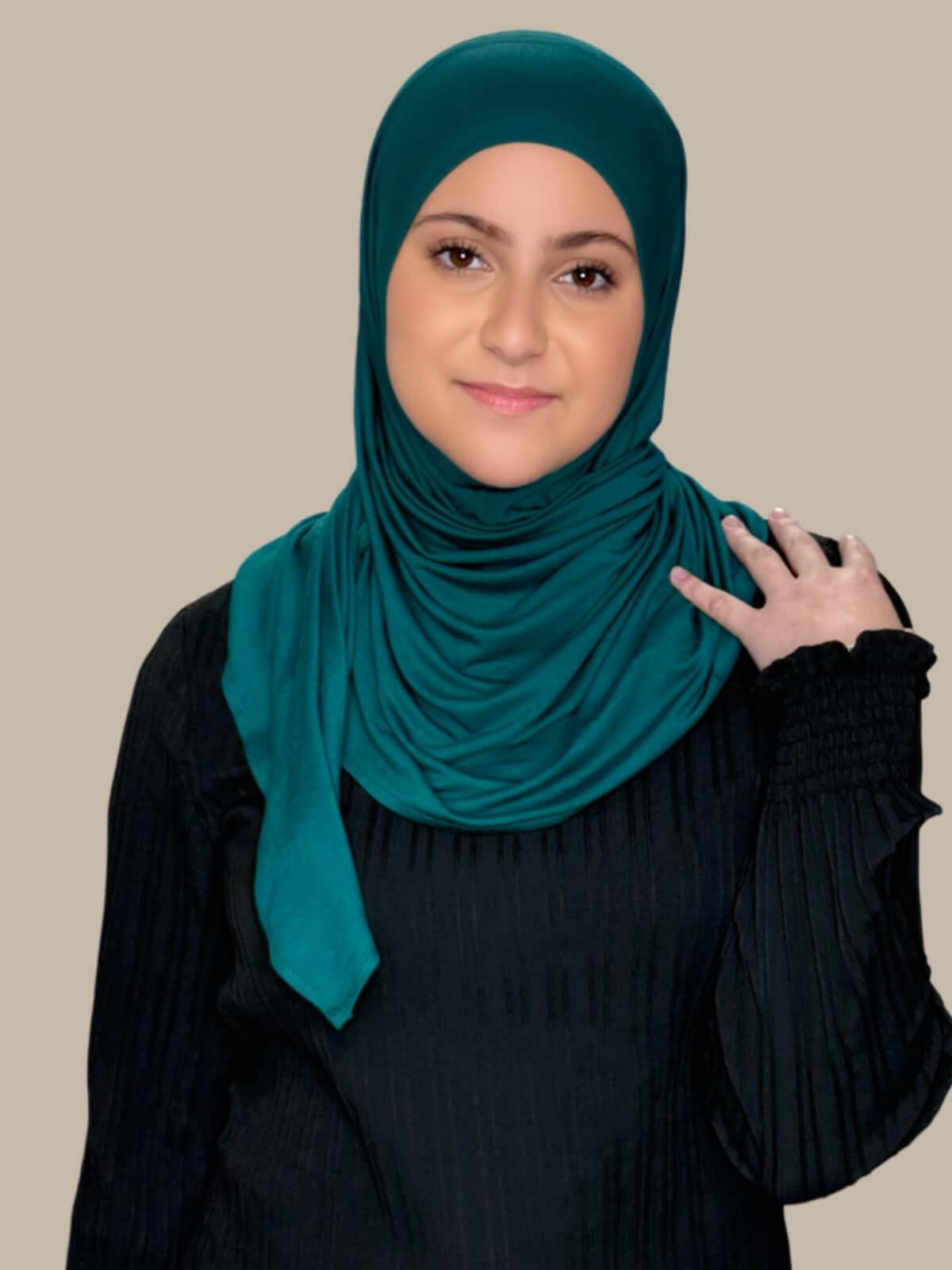 Modish Girl Pre-Sewn Jersey Hijab-Pine Green