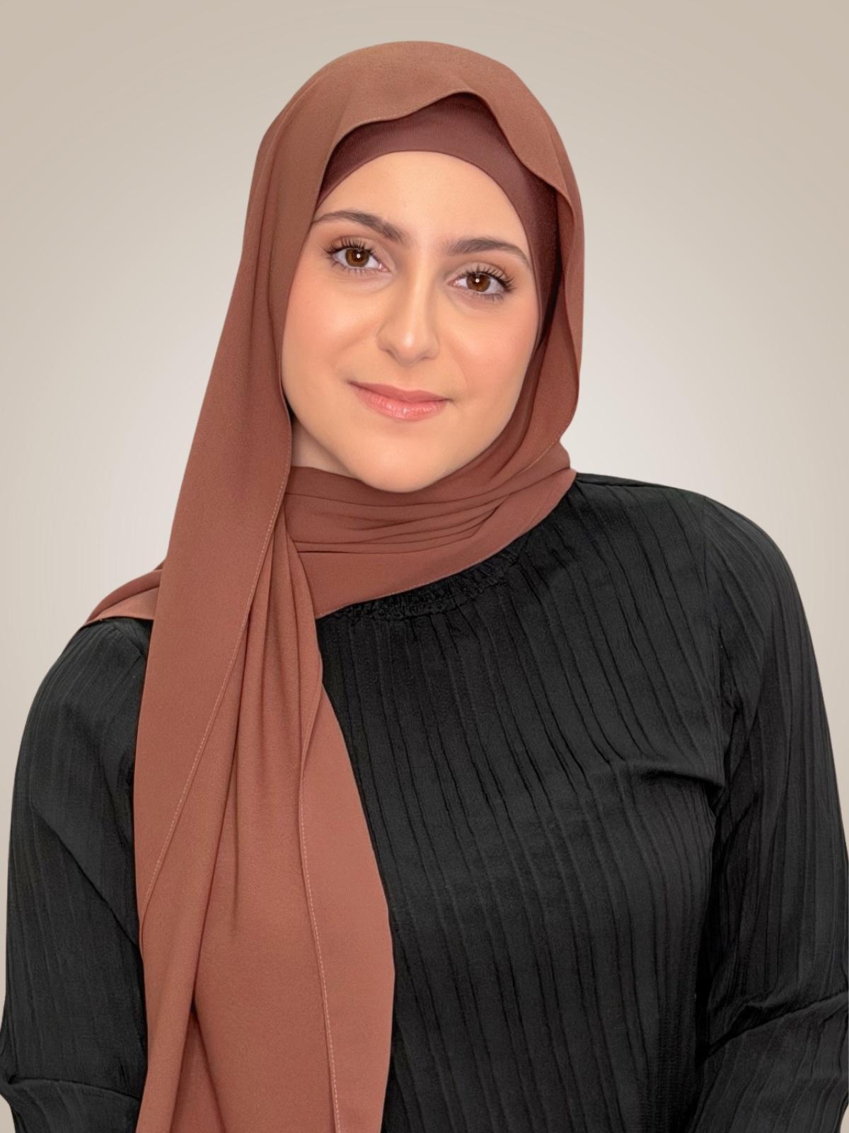 Modish Girl Matching Chiffon Hijab Set-Burnt Redwood