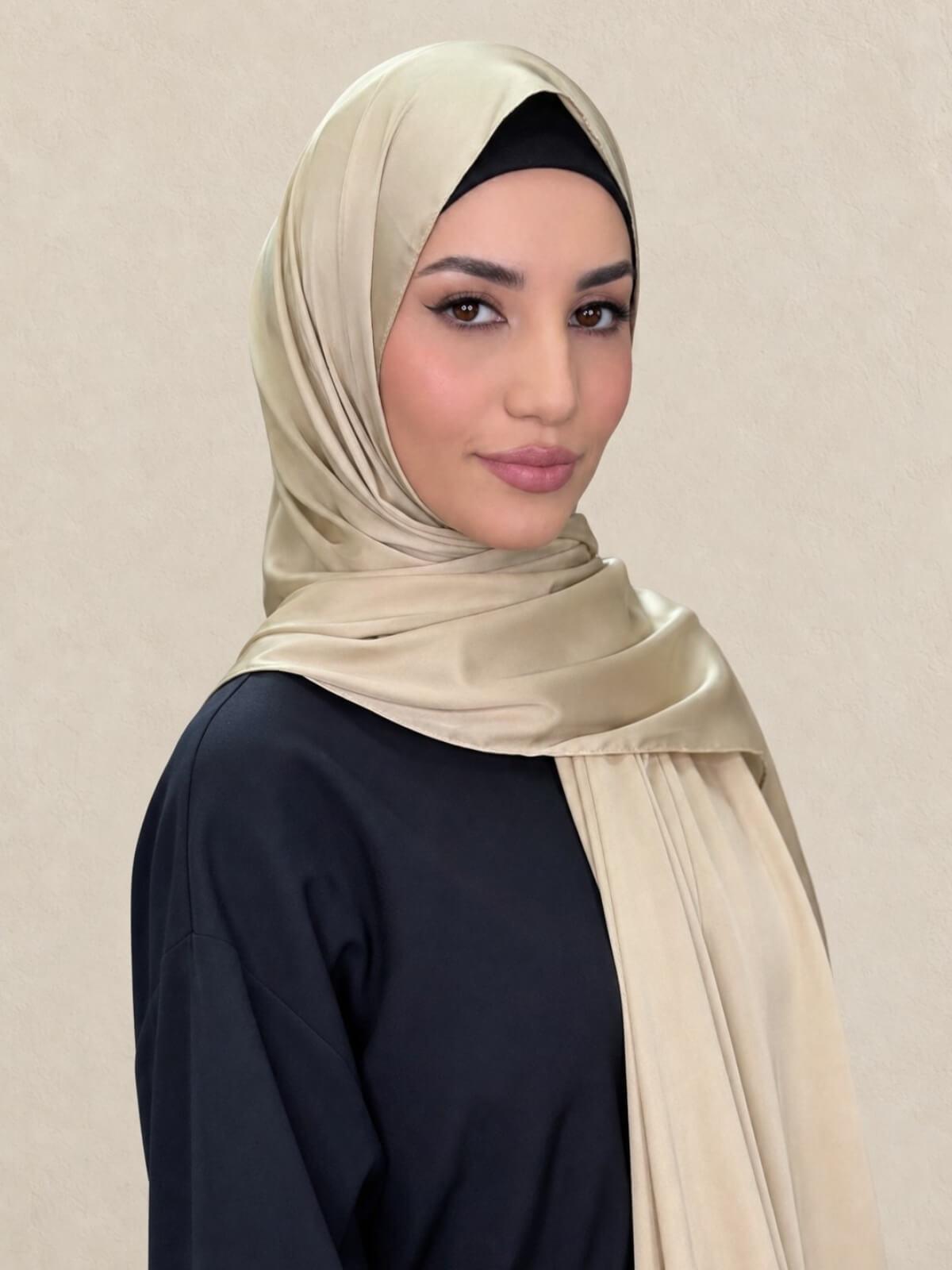 Premium Satin Hijab-Soft Gold
