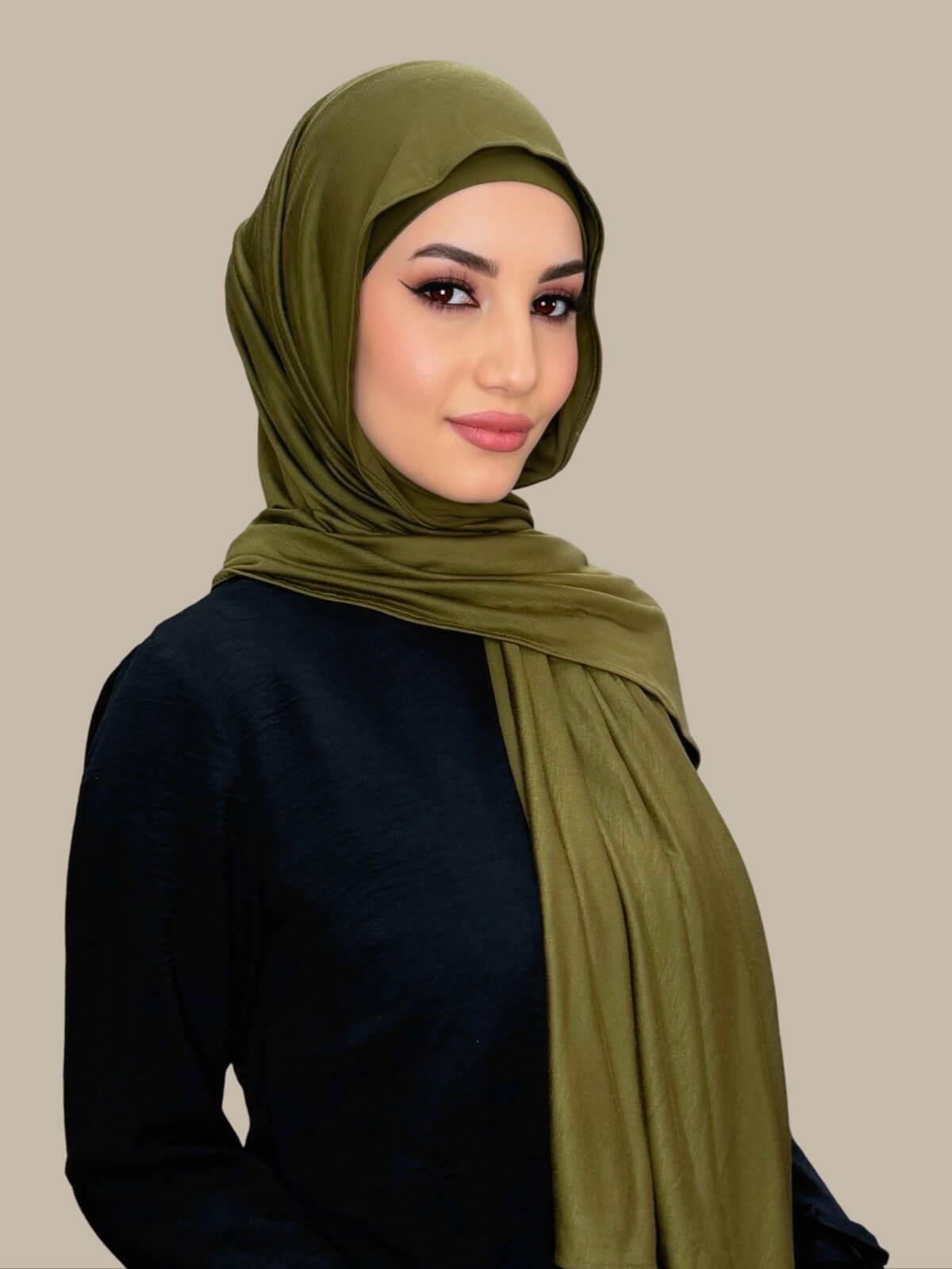 Premium Jersey Hijab-Olive Green