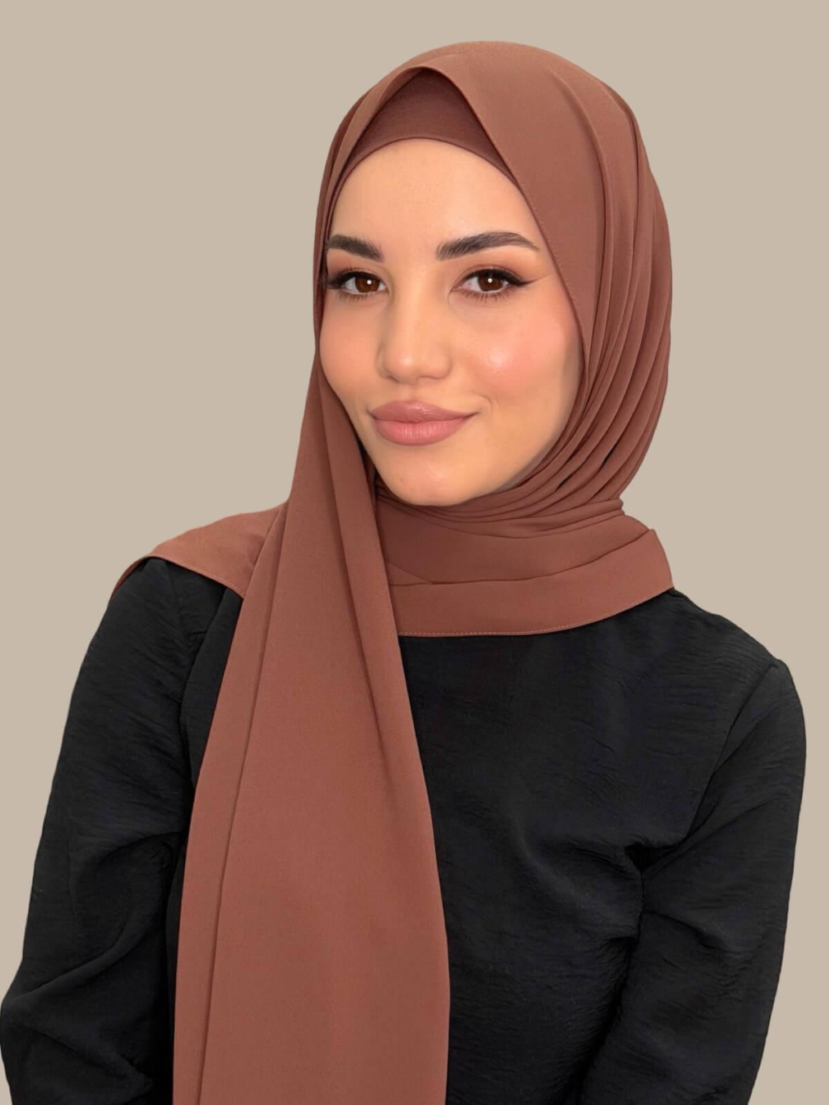 Matching Chiffon Hijab Set-Burnt Redwood