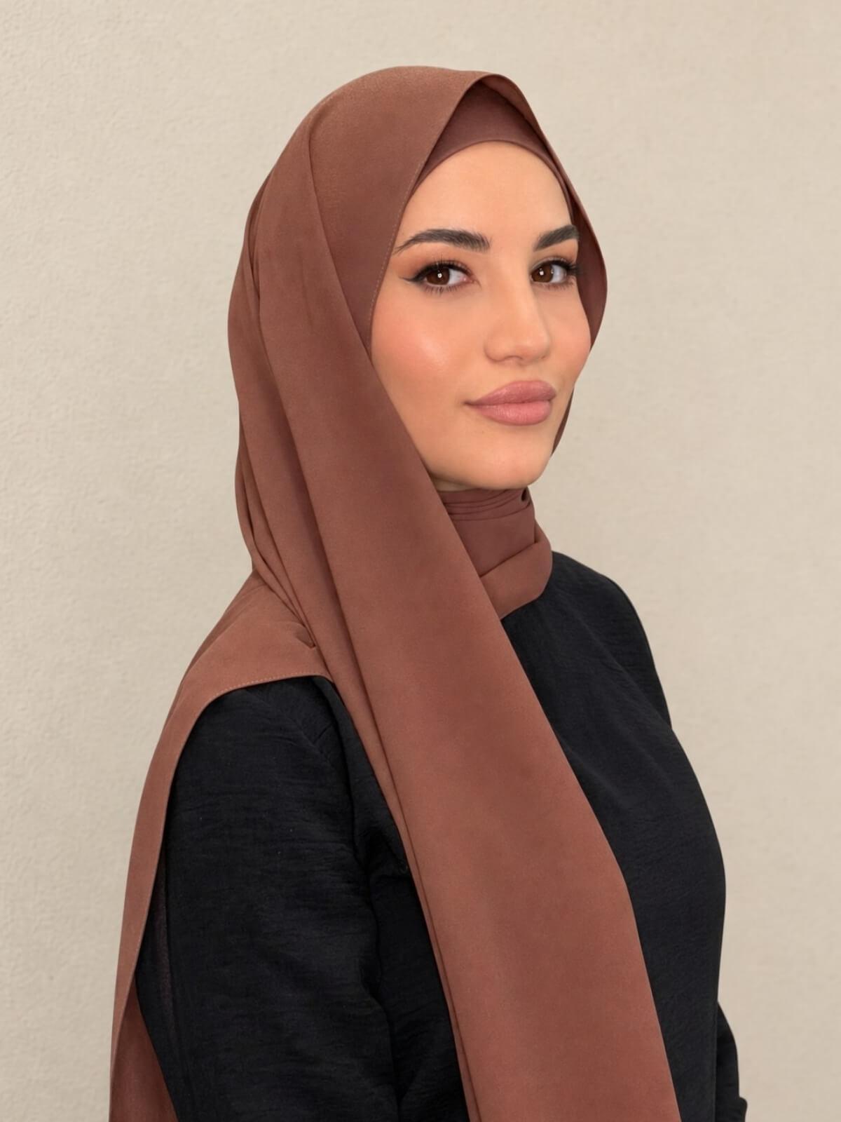 Matching Chiffon Hijab Set-Burnt Redwood
