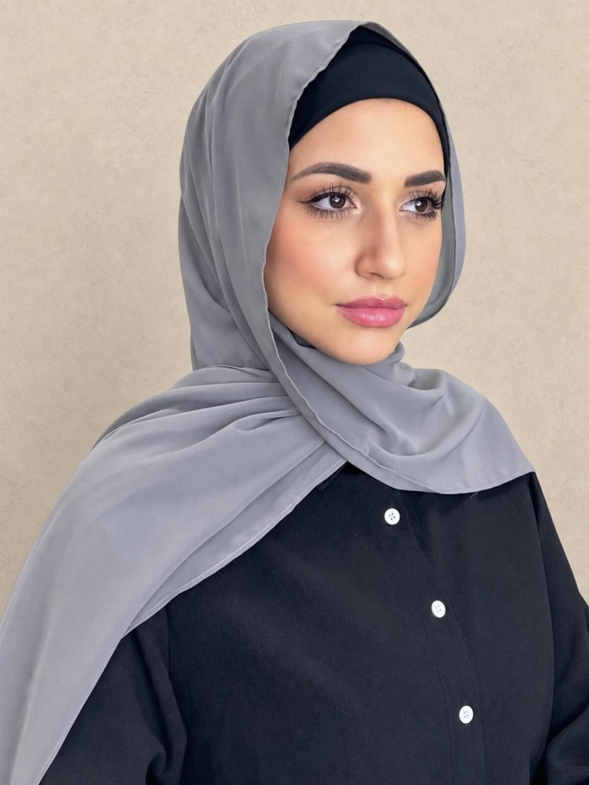Luxury Chiffon Hijab-Frost Grey