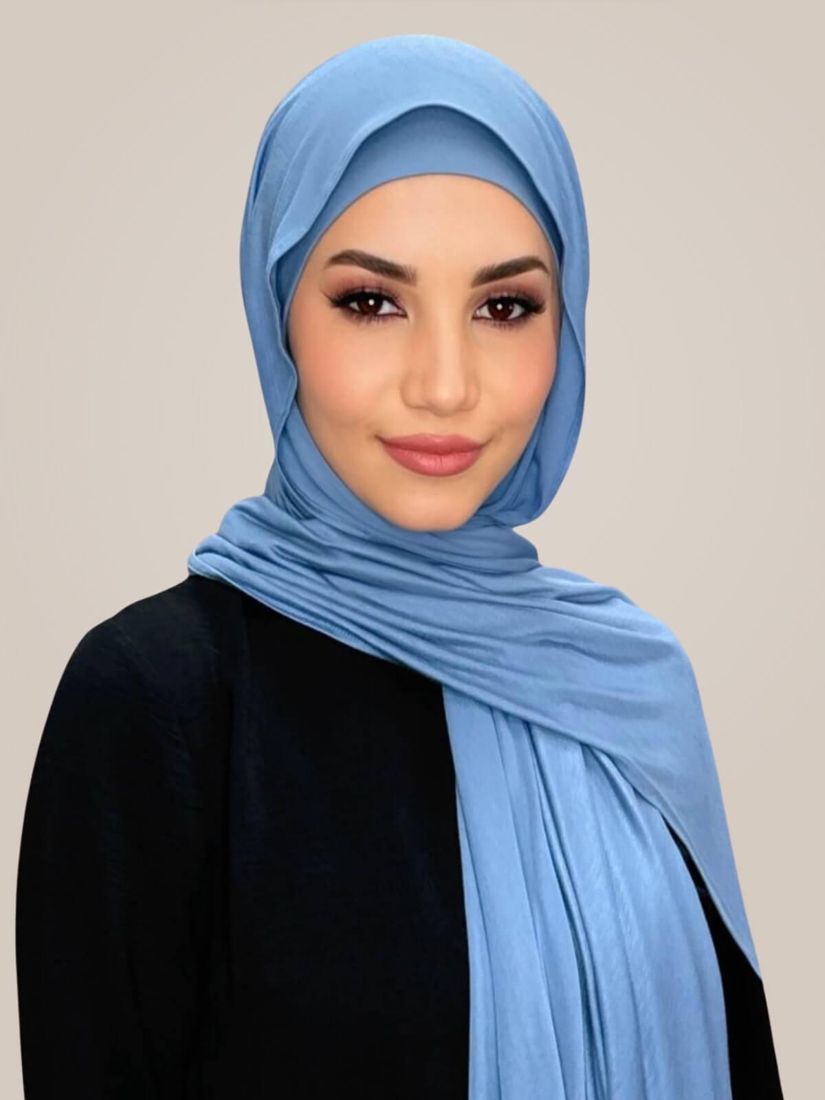 Premium Jersey Hijab-Blue Grey