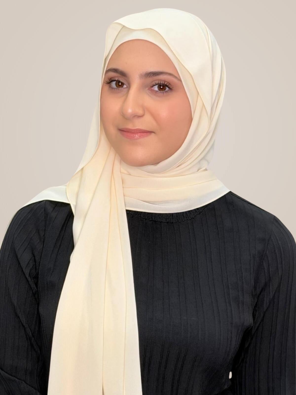 Modish Girl Matching Chiffon Hijab Set-Ivory Lace
