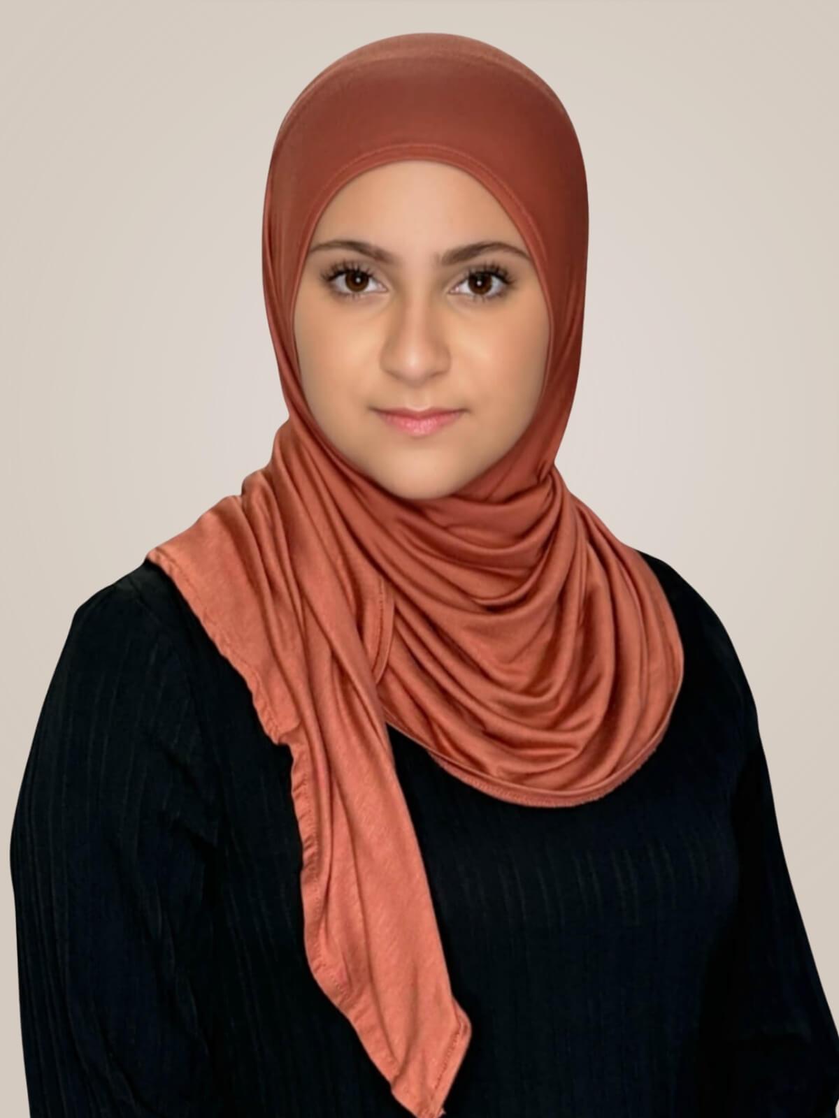 Modish Girl Pre-Sewn Jersey Hijab-Brick Red