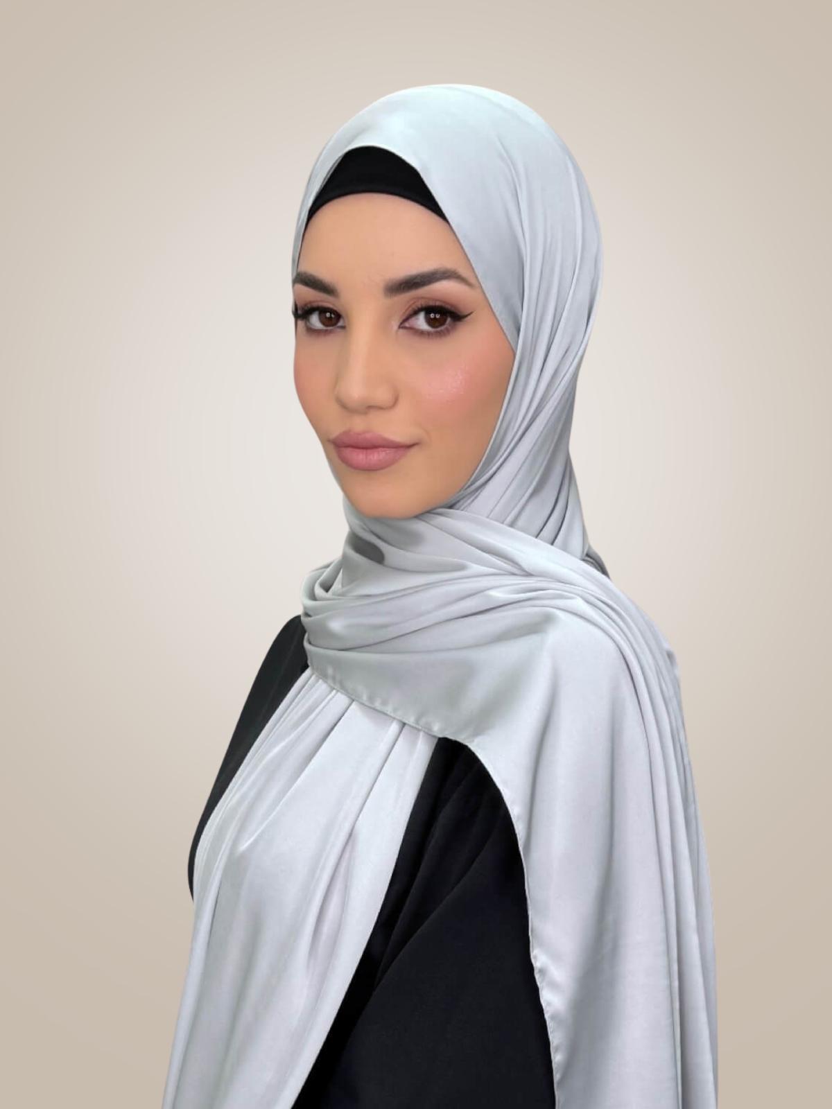 Premium Satin Hijab-Steel Mist