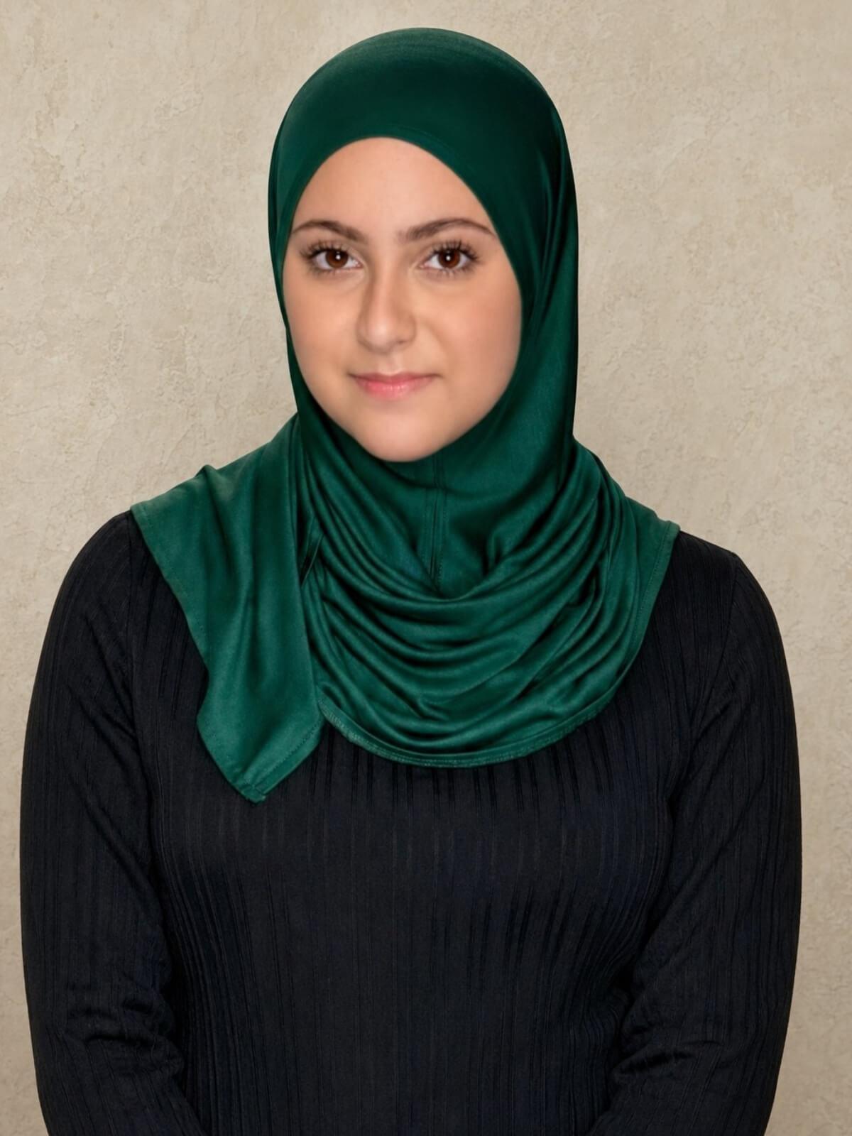Modish Girl Pre-Sewn Jersey hijab-Forrest Green