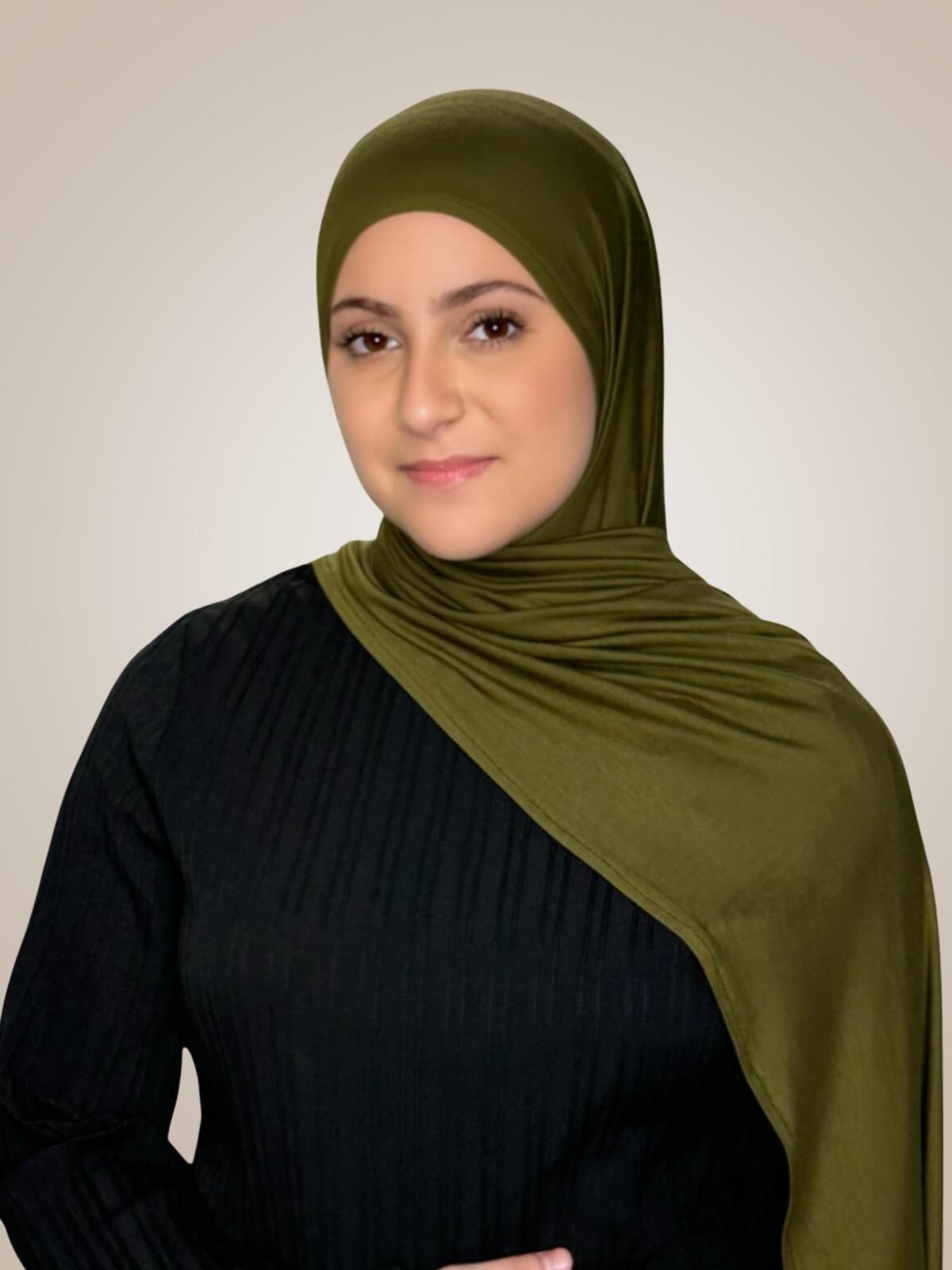Modish Girl Pre-Sewn Jersey hijab-Olive Green