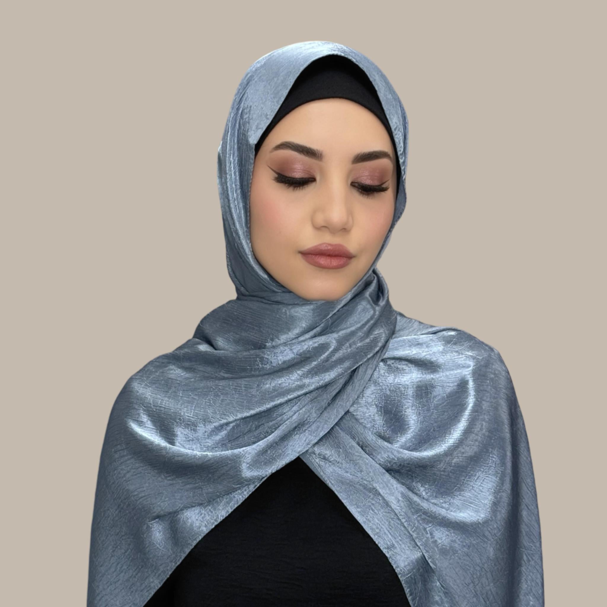 Classic Satin Hijab-Jean Blue