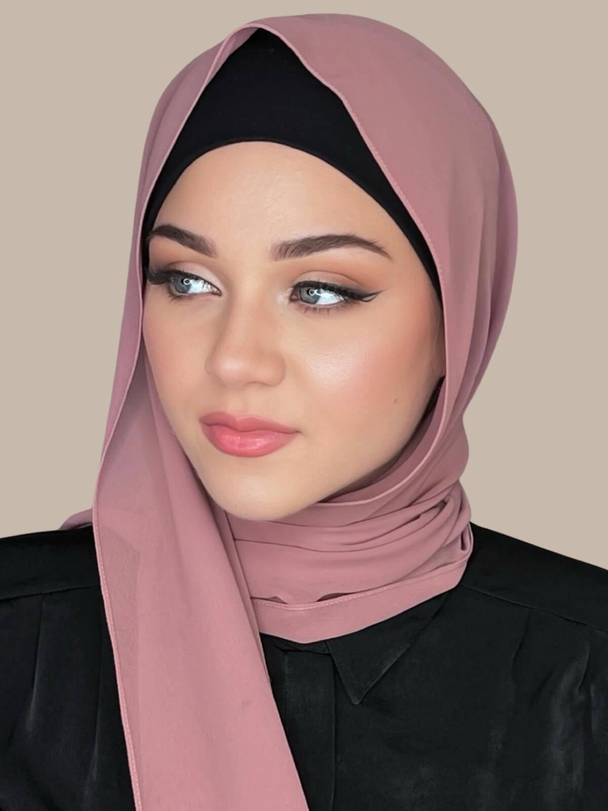 Luxury Chiffon Hijab- Rosey Brown