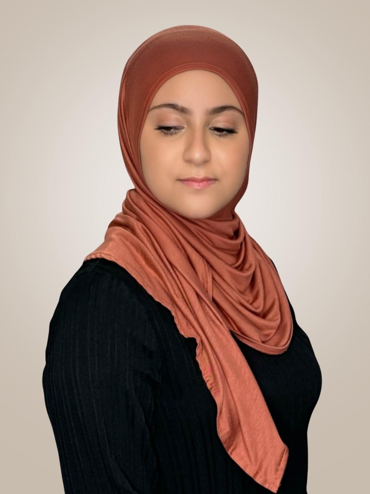 Modish Girl Pre-Sewn Jersey Hijab-Brick Red