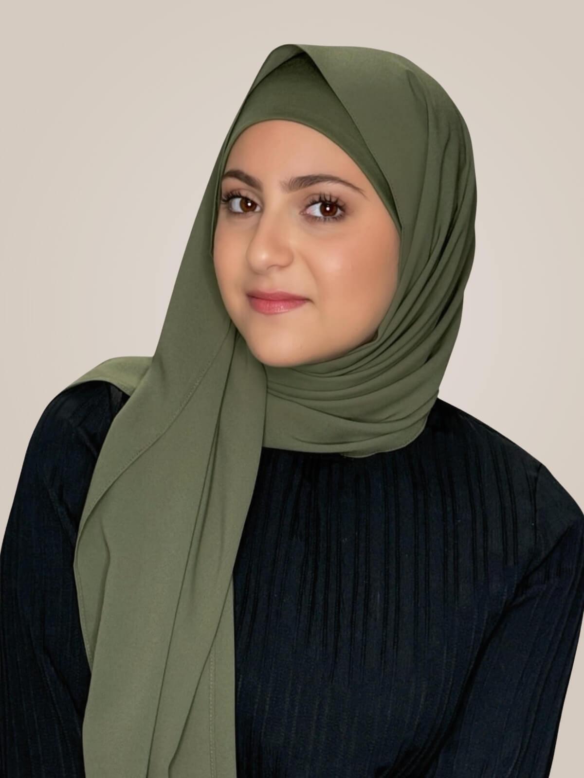 Modish Girl Matching Chiffon Hijab Set-Dusty Olive