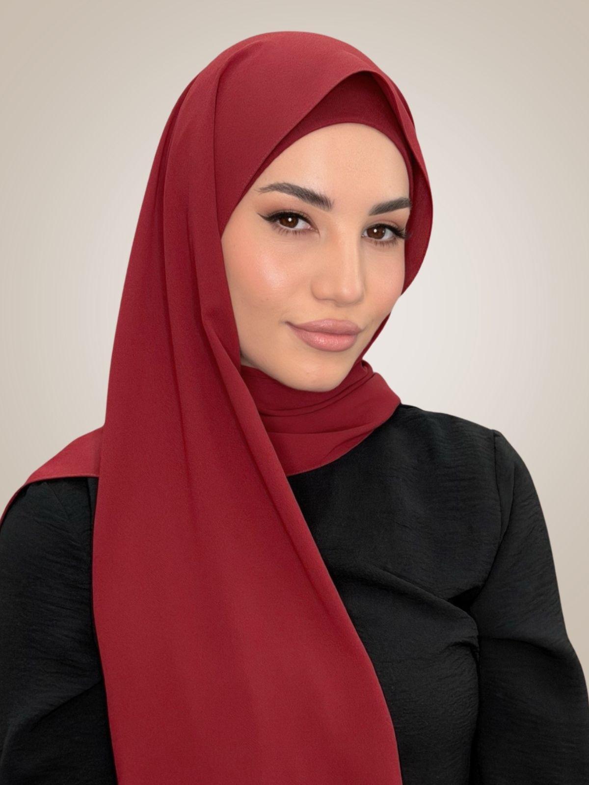 Matching Chiffon Hijab Set-Mahogany