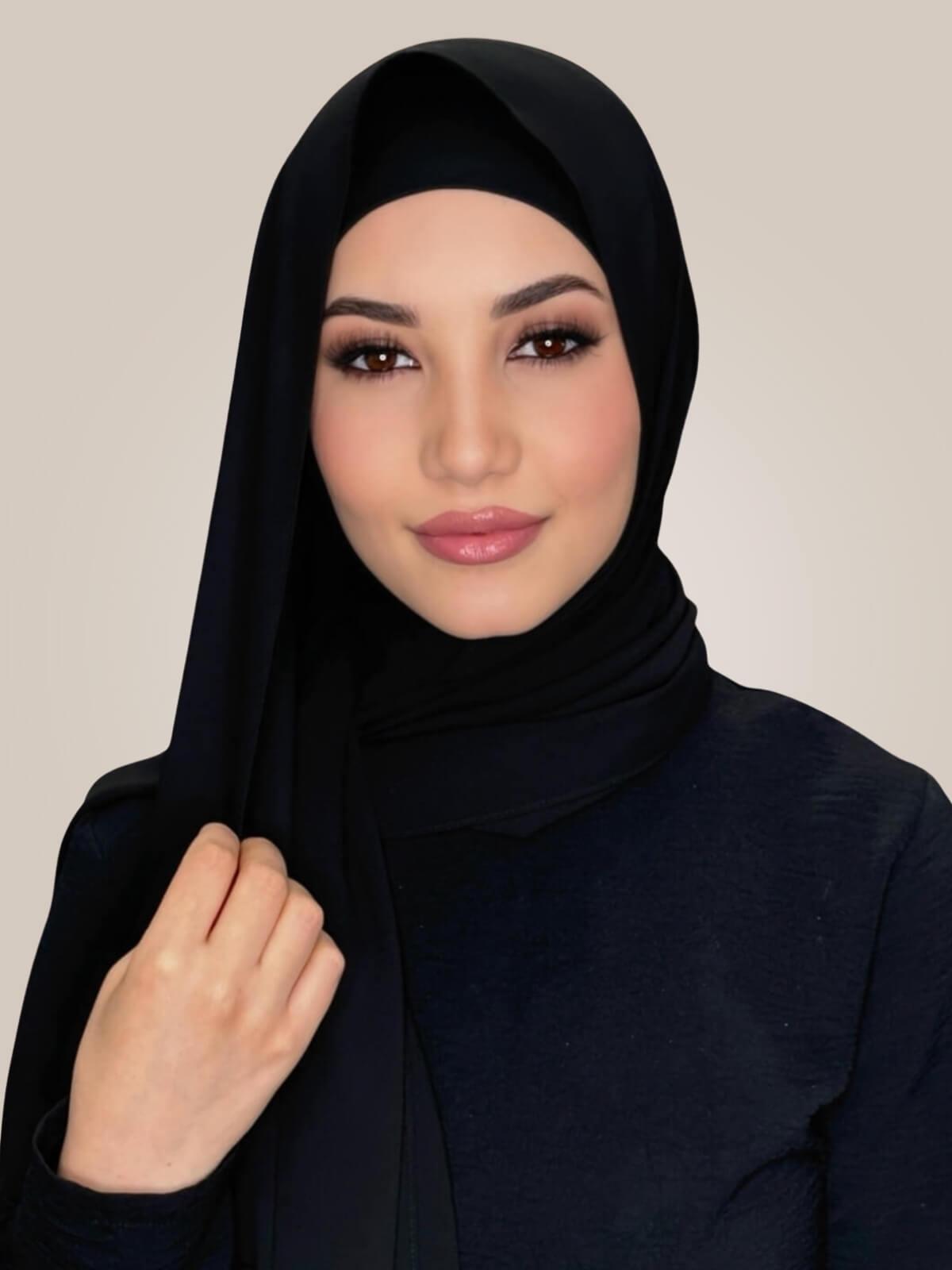 Matching Chiffon Hijab Set-Black