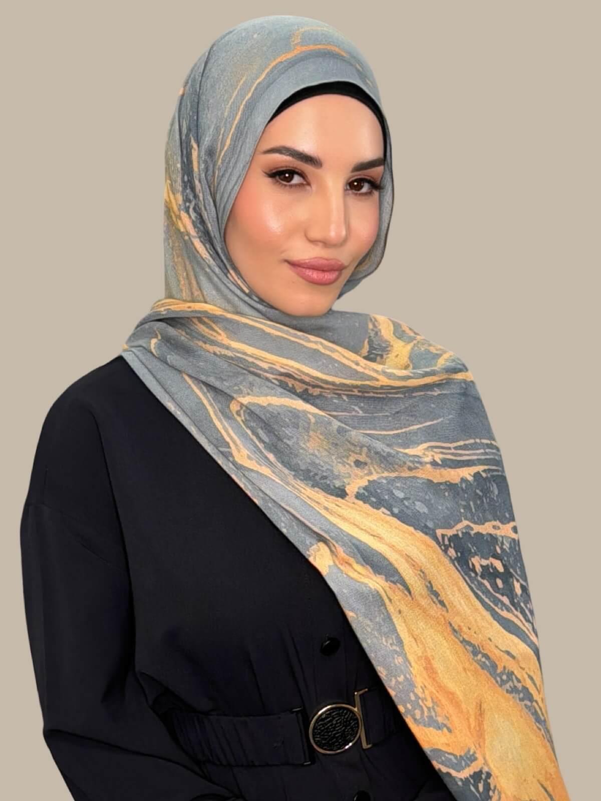 Print Modal Hijab-Vienna Grey