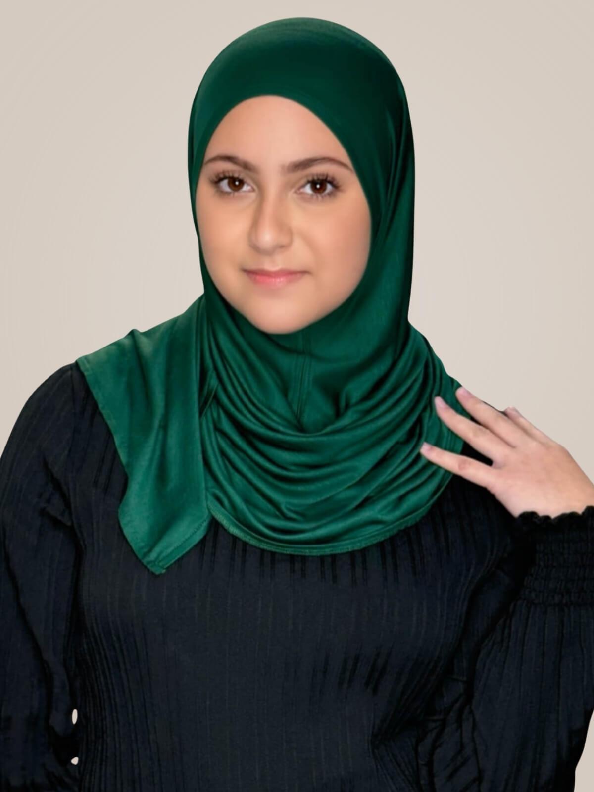 Modish Girl Pre-Sewn Jersey hijab-Forrest Green