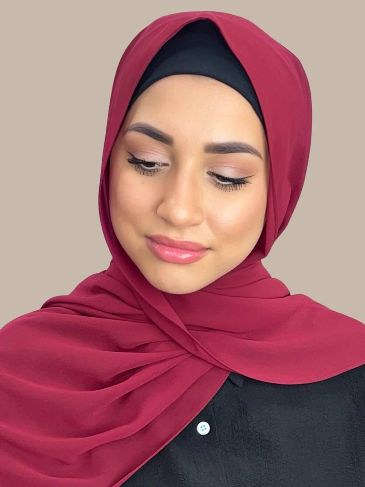 Luxury Chiffon Hijab-Blood Red