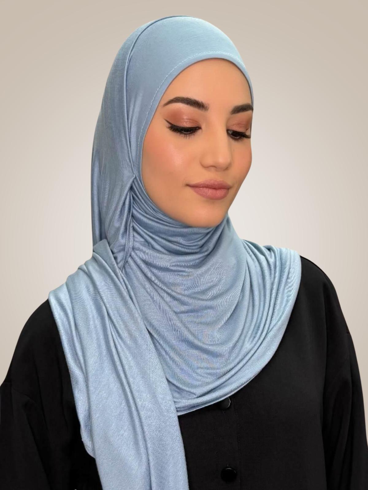 Pre-Sewn Jersey Hijab-Dusty Blue