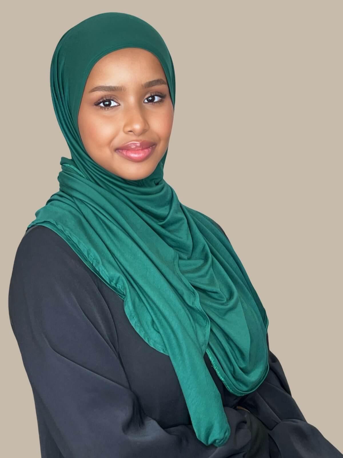 Pre-Sewn Jersey Hijab-Forrest Green