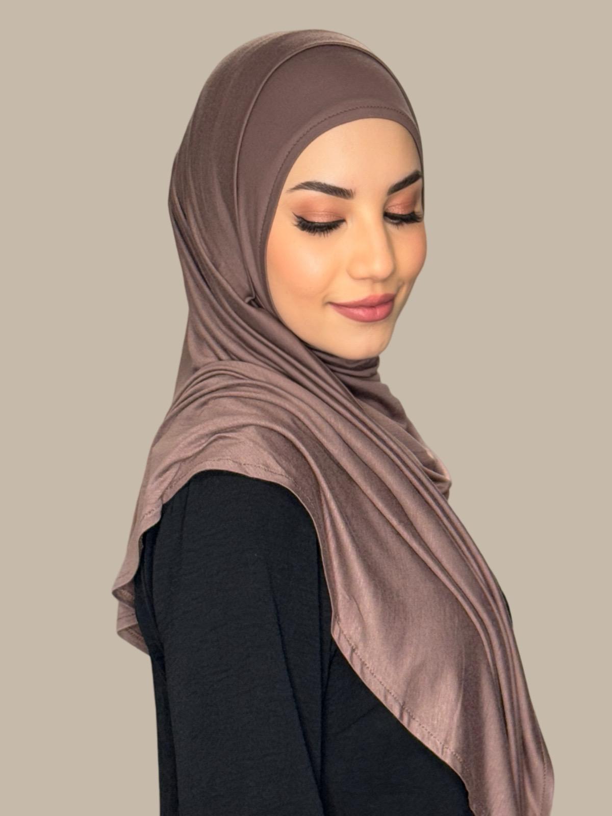 Pre-Sewn Jersey Hijab-Mocha Brown