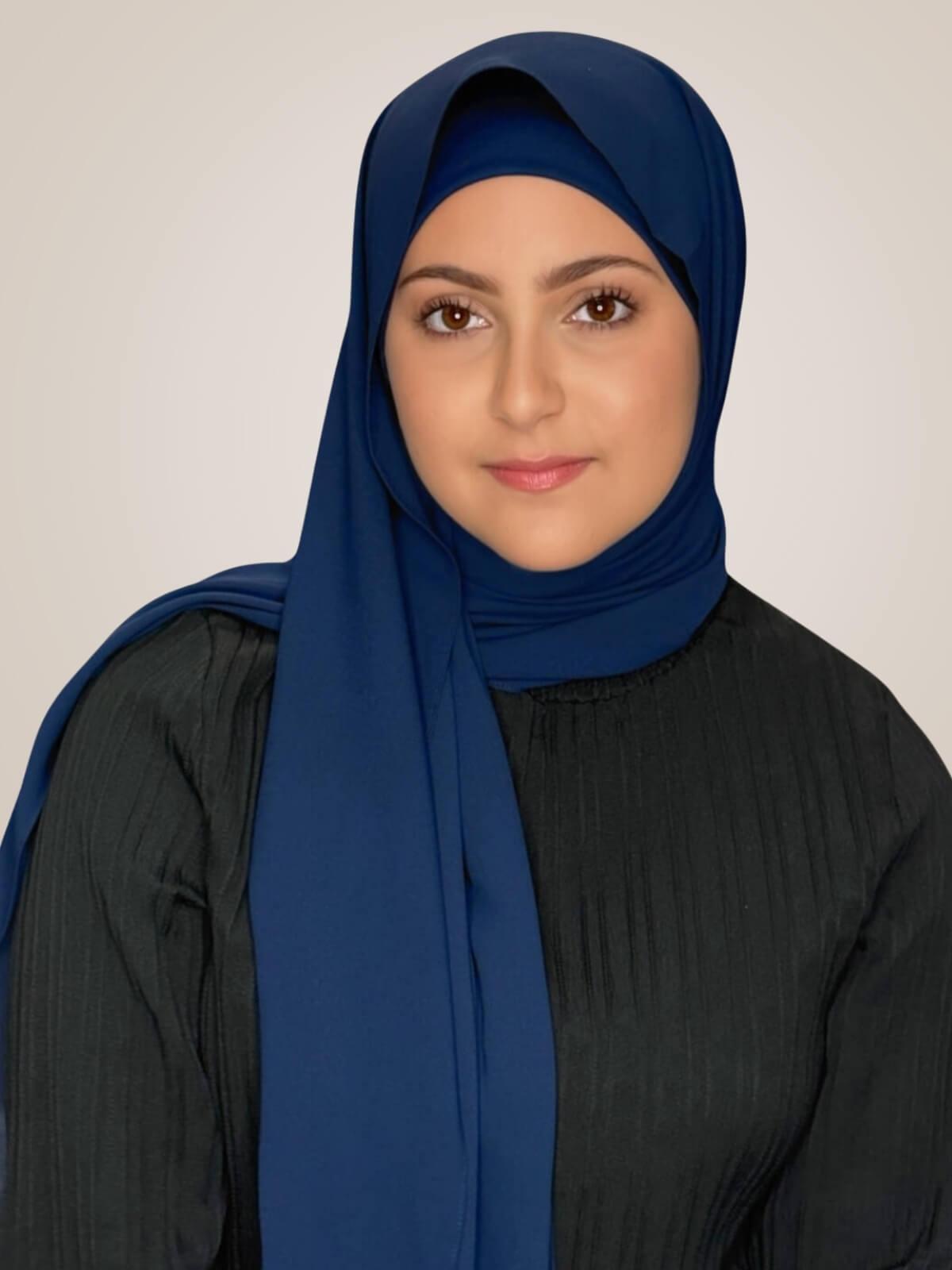 Modish Girl Matching Chiffon Hijab Set-Navy