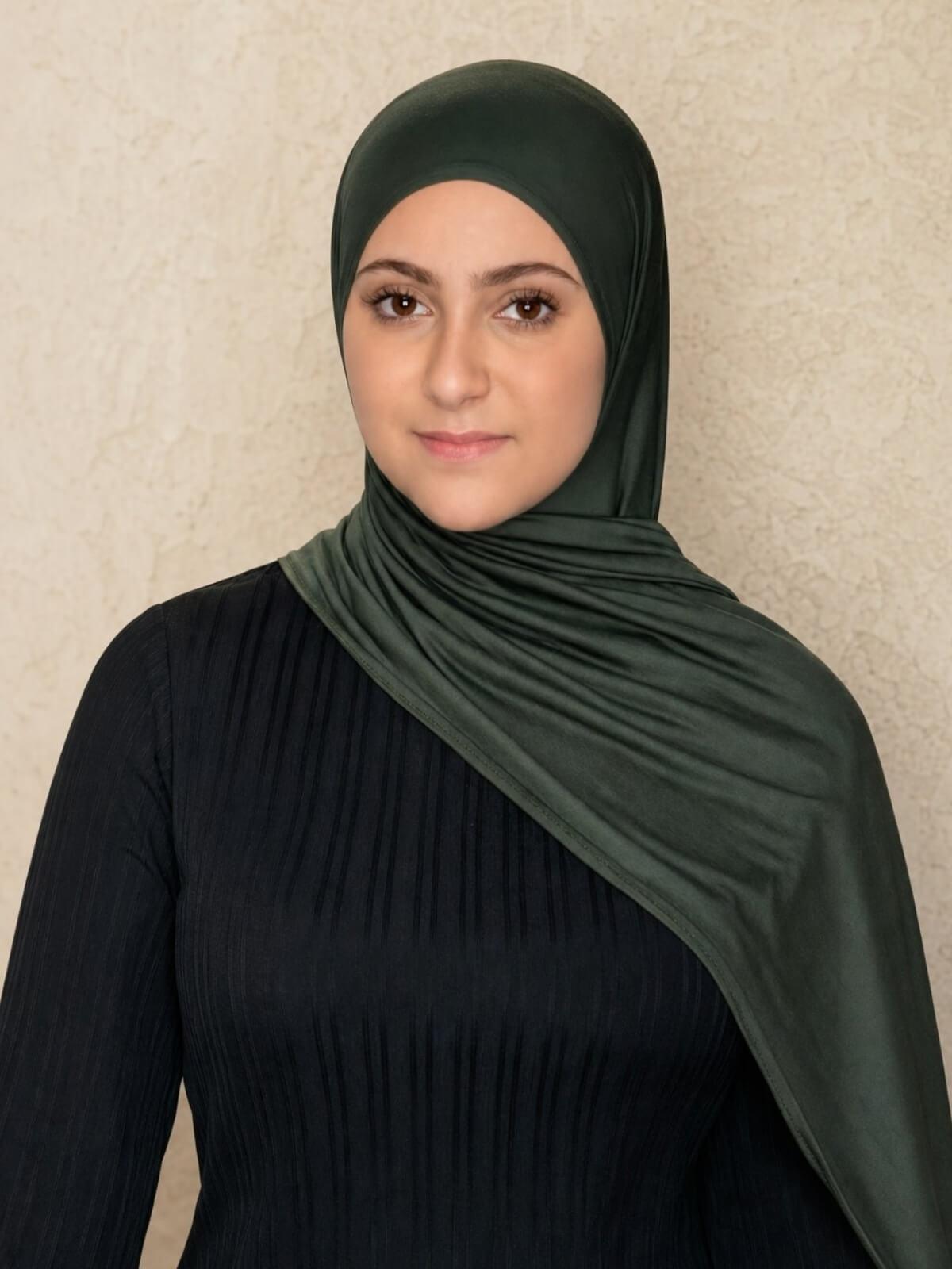 Modish Girl Pre-Sewn Jersey Hijab-Army Green