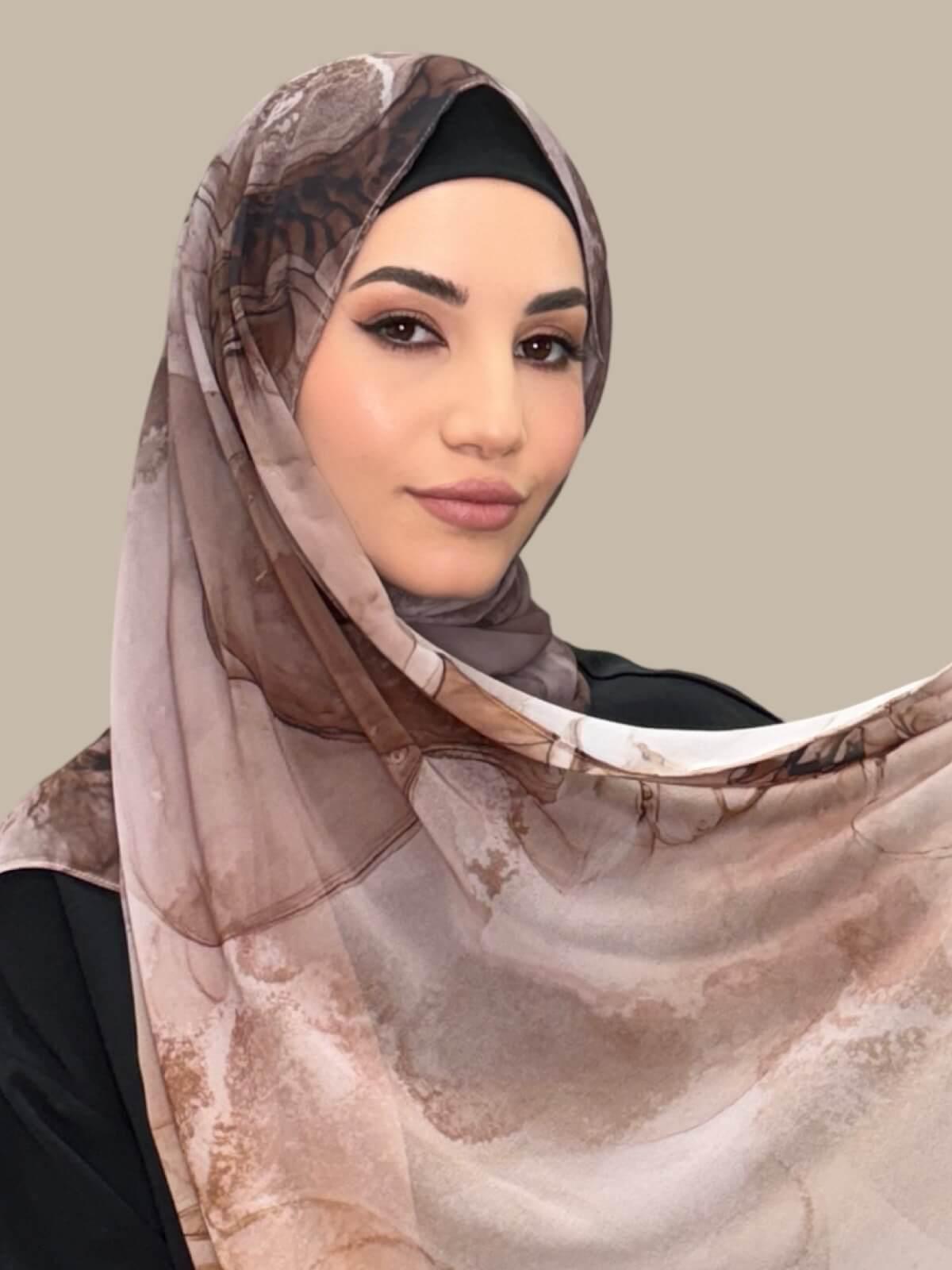 Printed Chiffon Hijab-Desert Dust