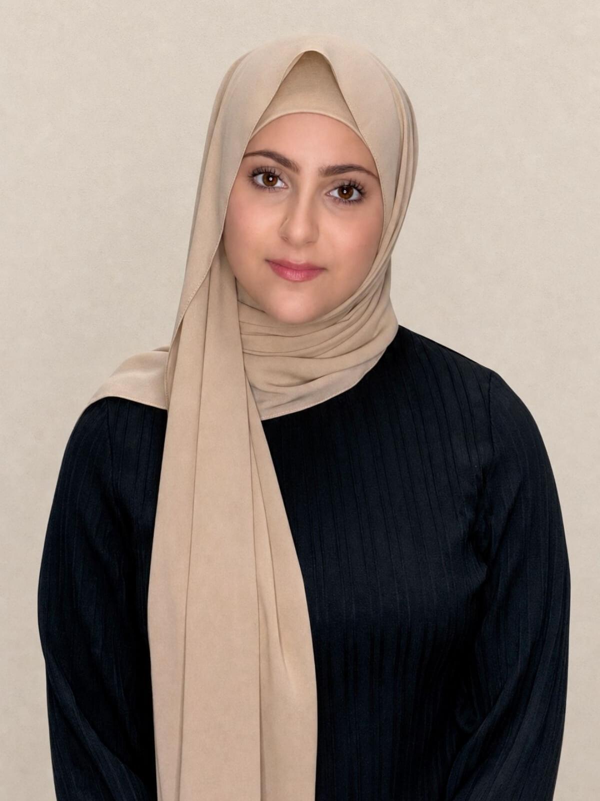 Modish Girl Matching Chiffon Hijab Set-Desert