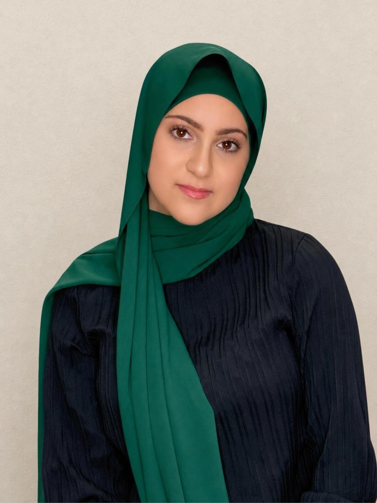Modish Girl Matching Chiffon Hijab Set-Deep Green