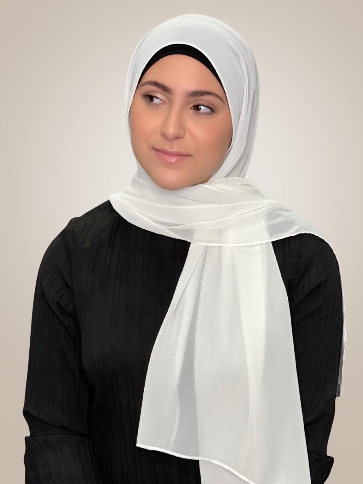 Modish Girl Luxury Chiffon Hijab-Floral White