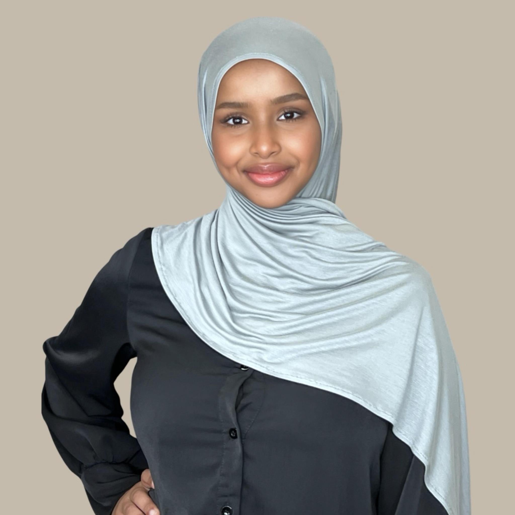 Pre-Sewn Jersey Hijab-Stone Green