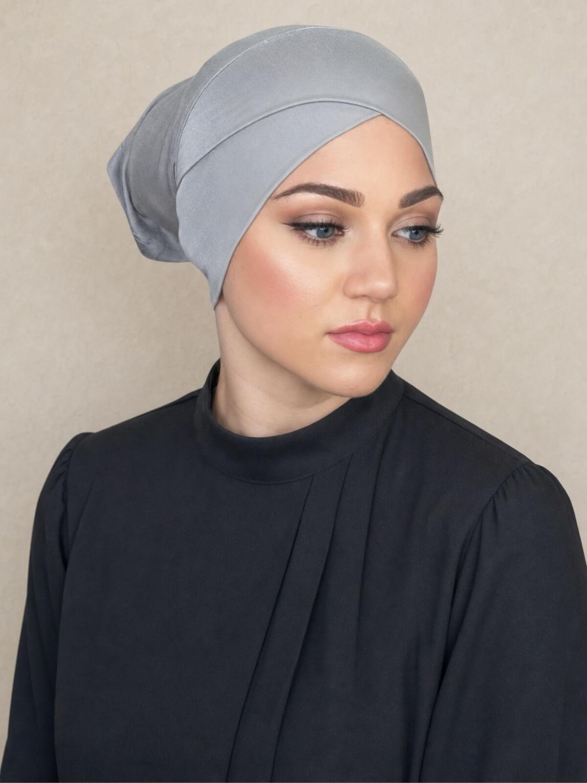 Premium Jersey Cross Front Underscarf-Chic Grey