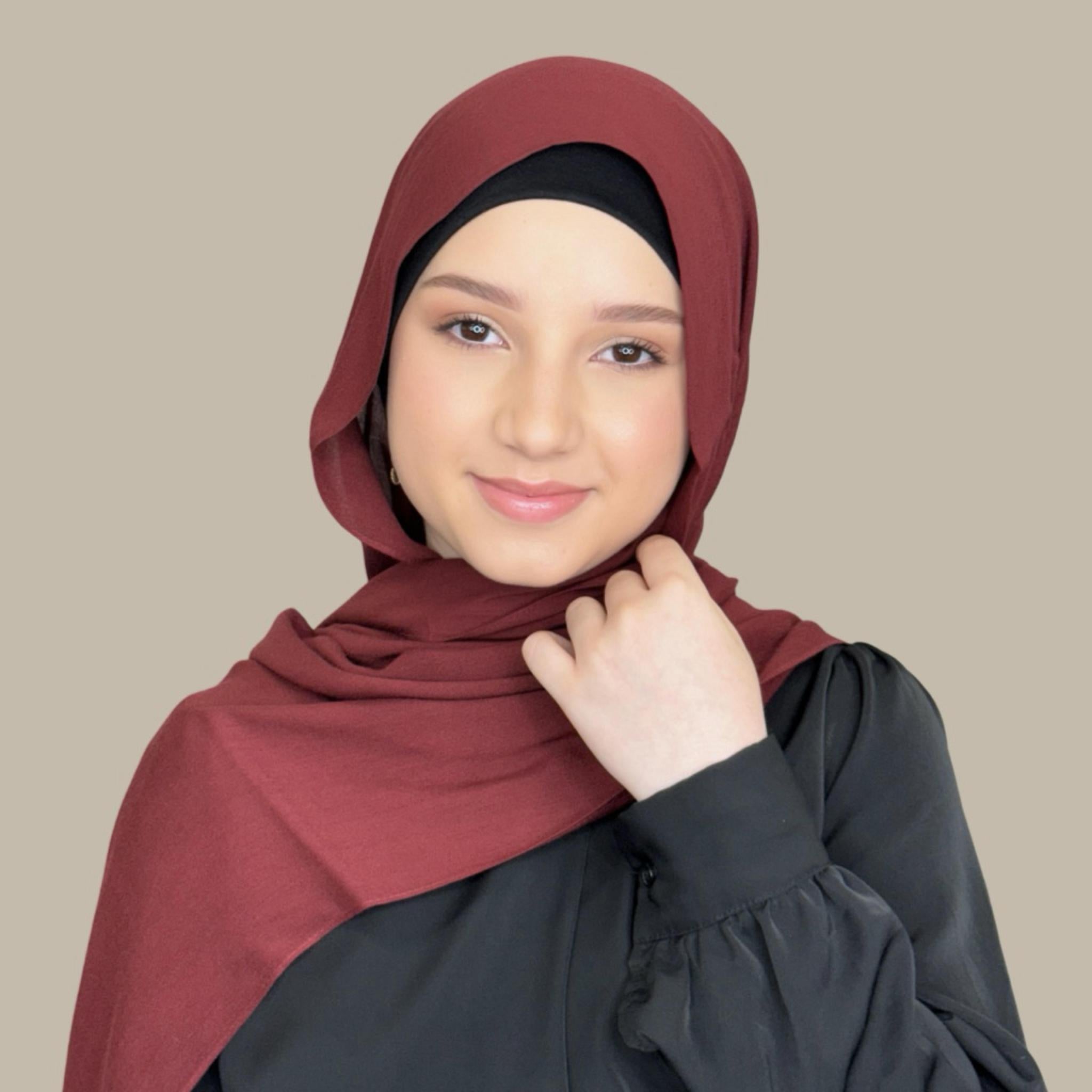 Modish Girl Cotton Modal Hijab-Jam Red