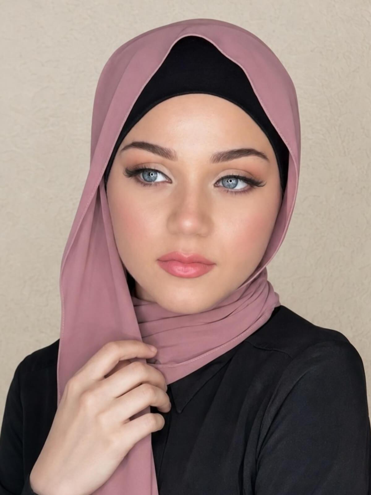 Luxury Chiffon Hijab- Rosey Brown