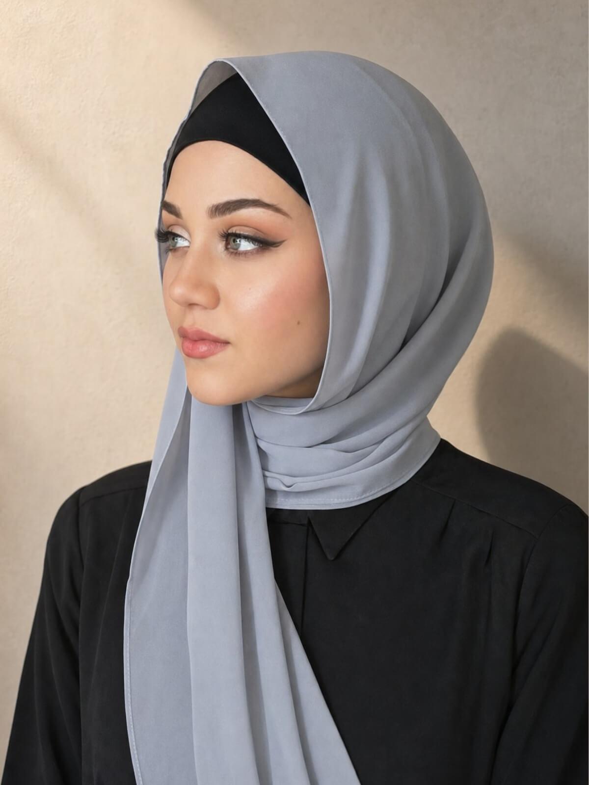 Luxury Chiffon Hijab-Smoke Grey