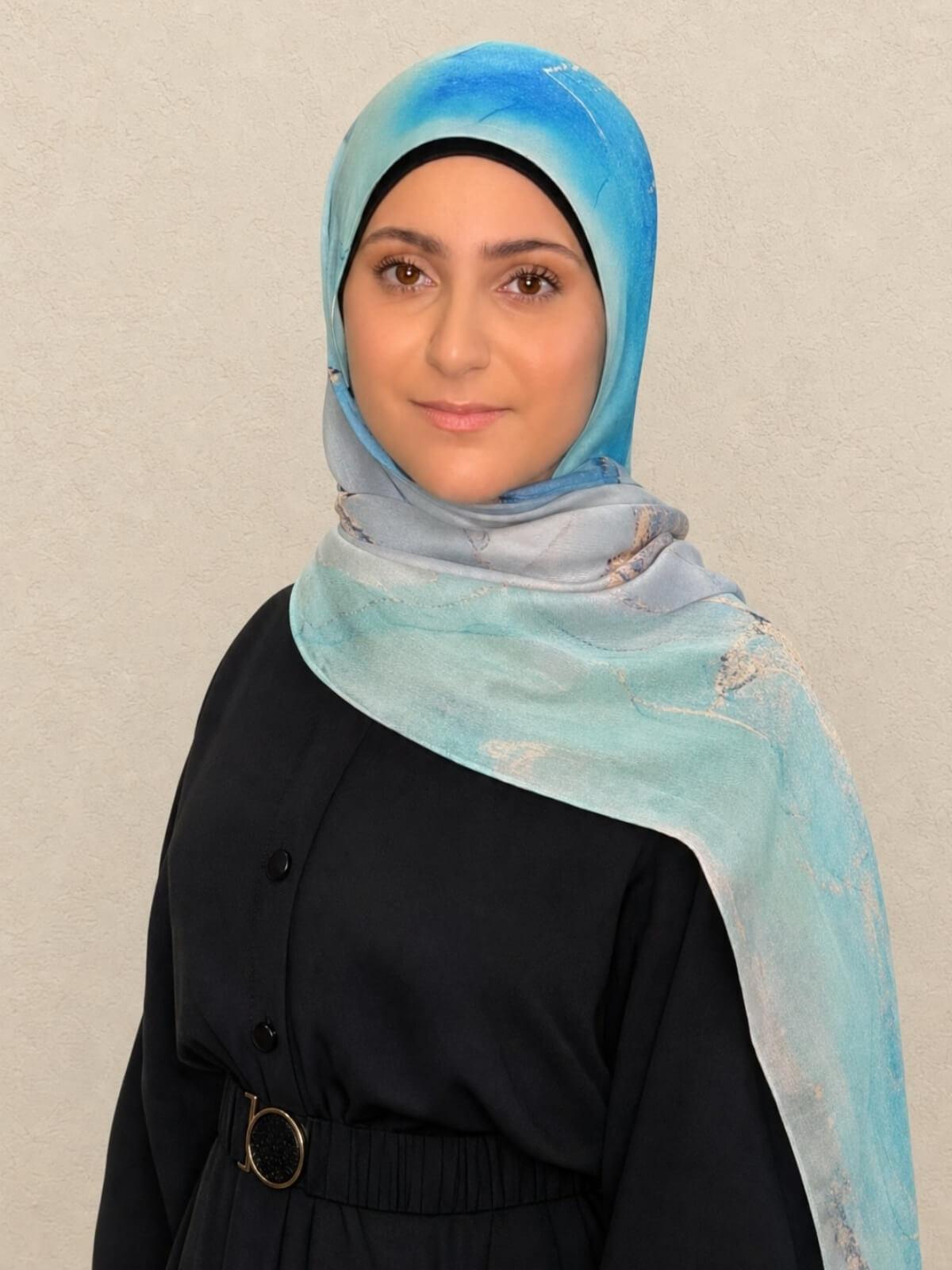 Modish Girl Print Modal Hijab-Amalfi Blue