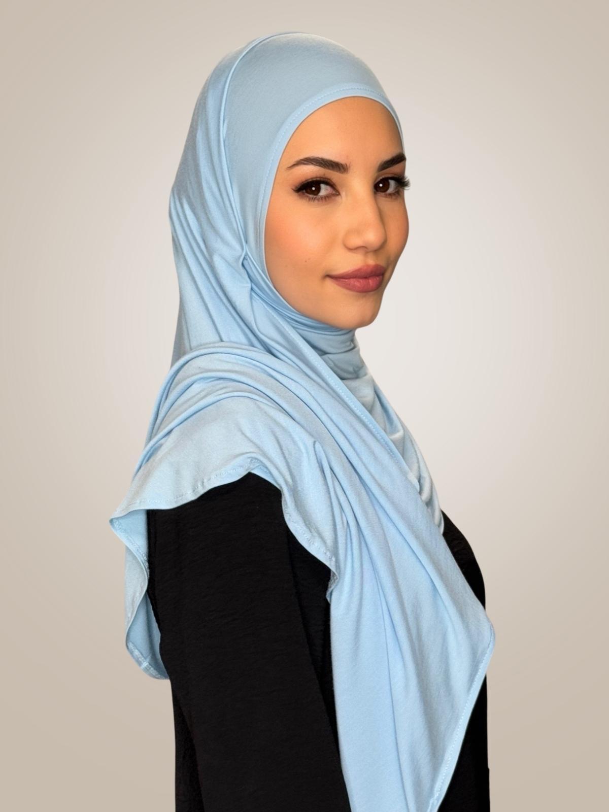 Pre-Sewn Jersey Hijab-Baby Blue