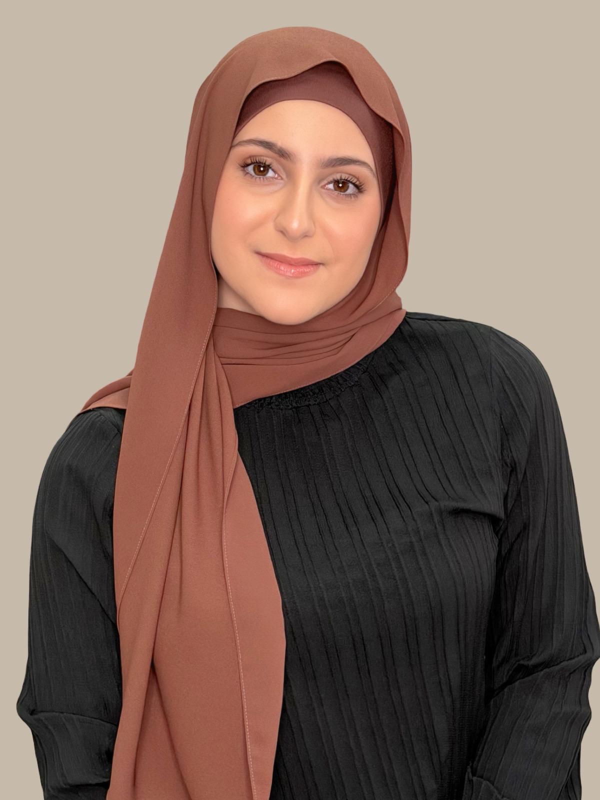 Modish Girl Matching Chiffon Hijab Set-Burnt Redwood