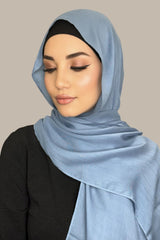 Cotton Modal Hijab-Steel Blue