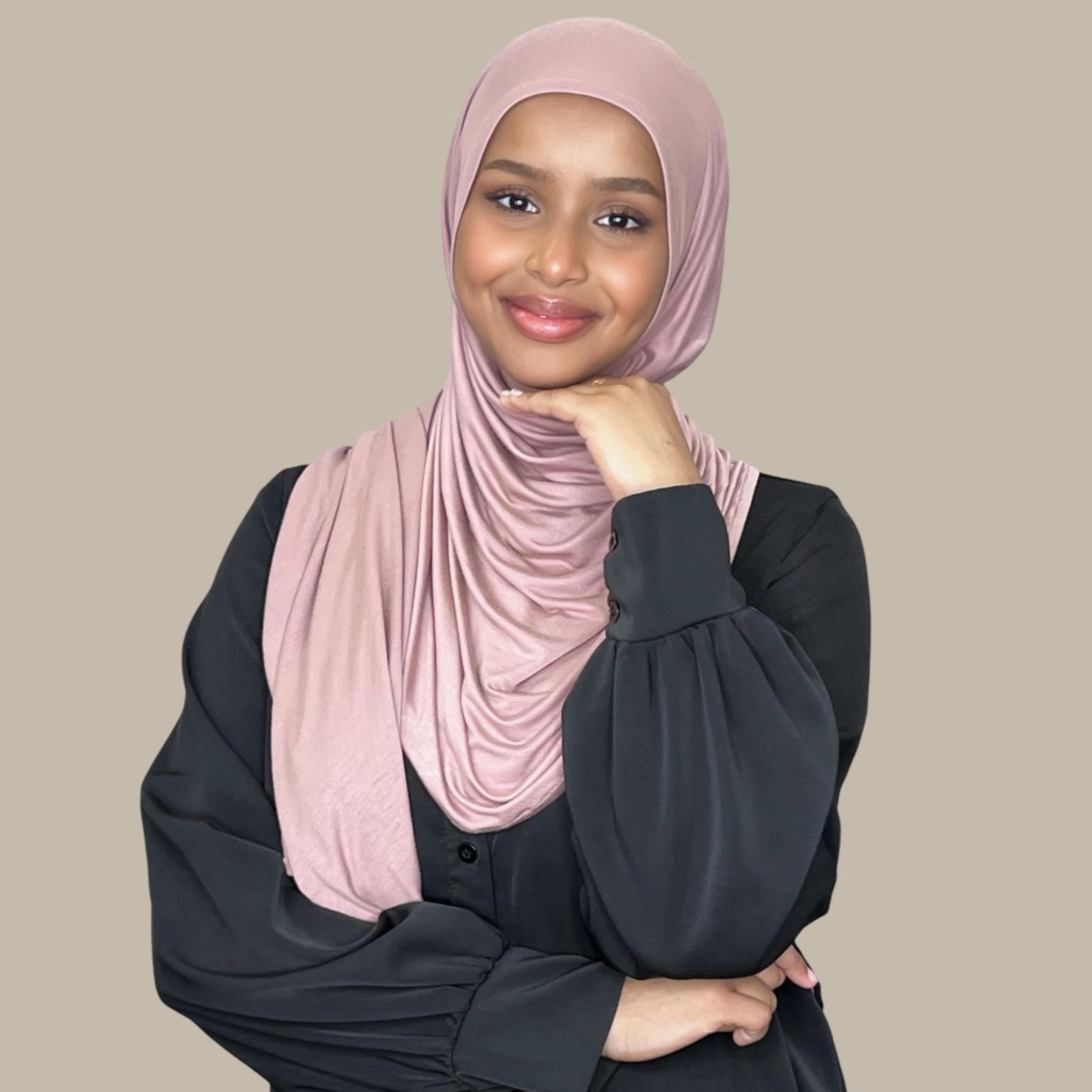 Pre-Sewn Jersey Hijab-Dusty Rose