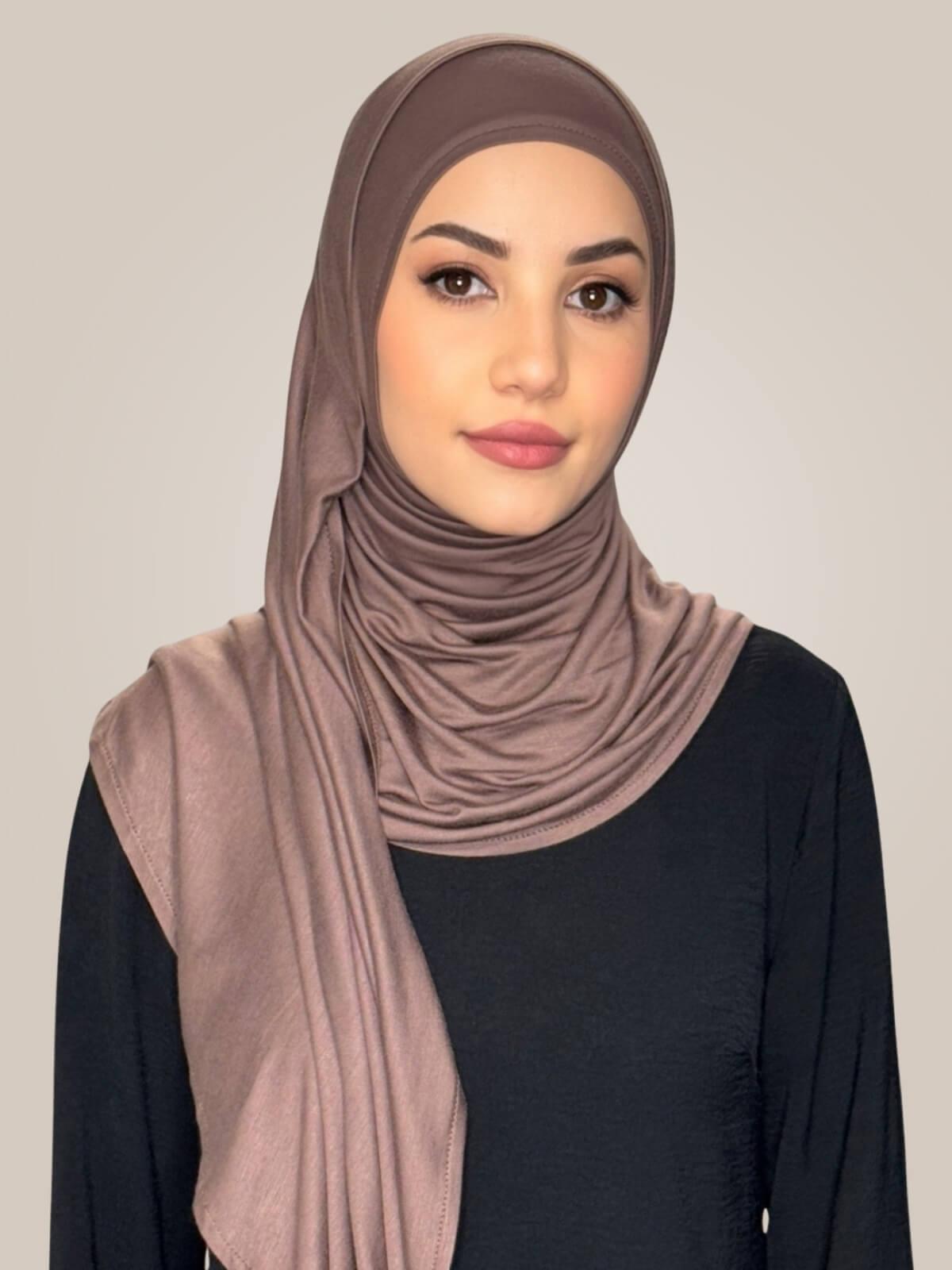 Pre-Sewn Jersey Hijab-Mocha Brown